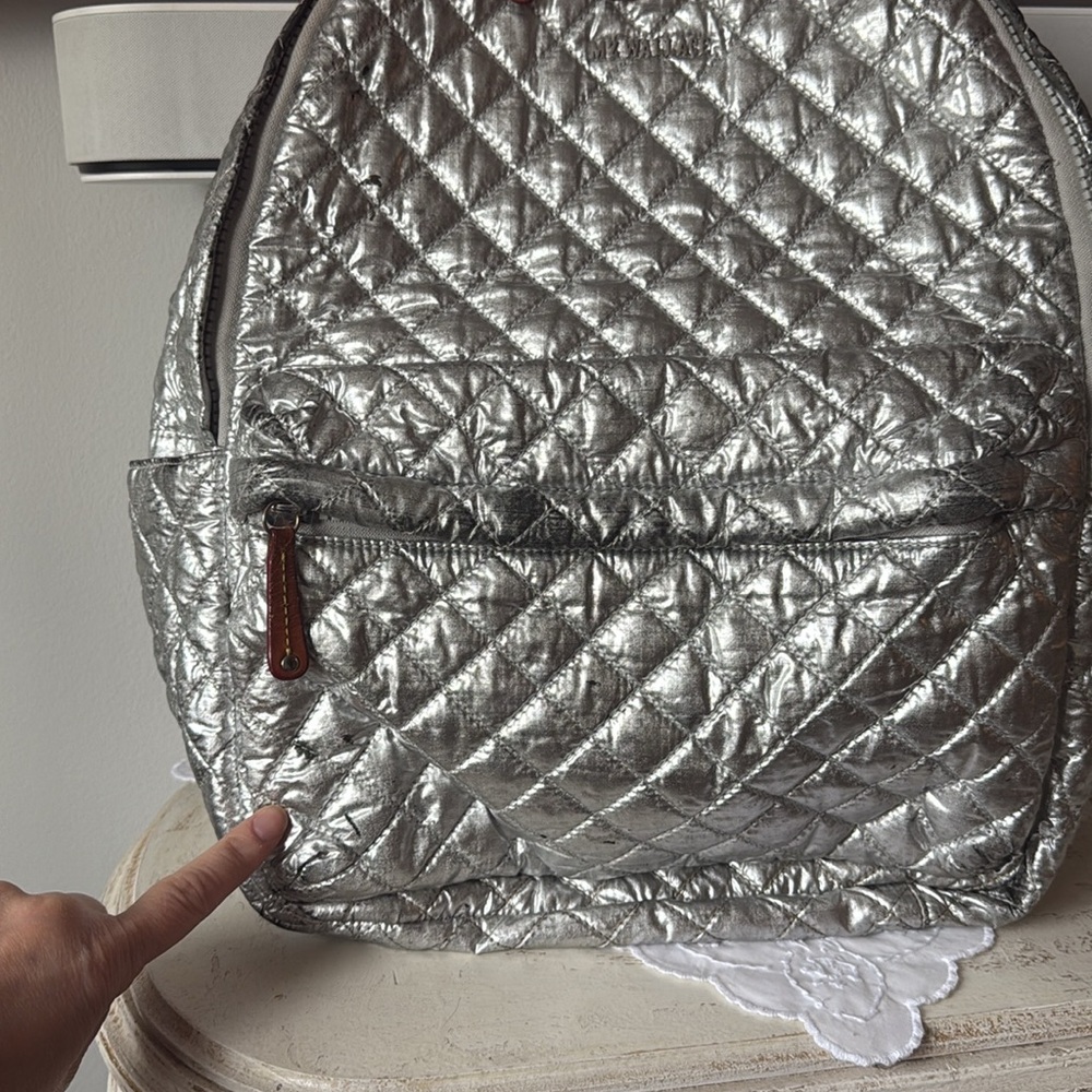 MZ Wallace Silver Quilted Backpack - Picture 6 of 13